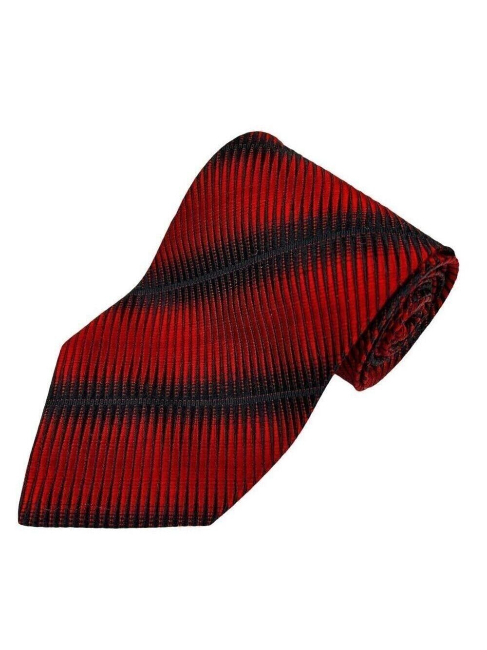 Fratelli Men's Red Black Italy Striped Silk Tie